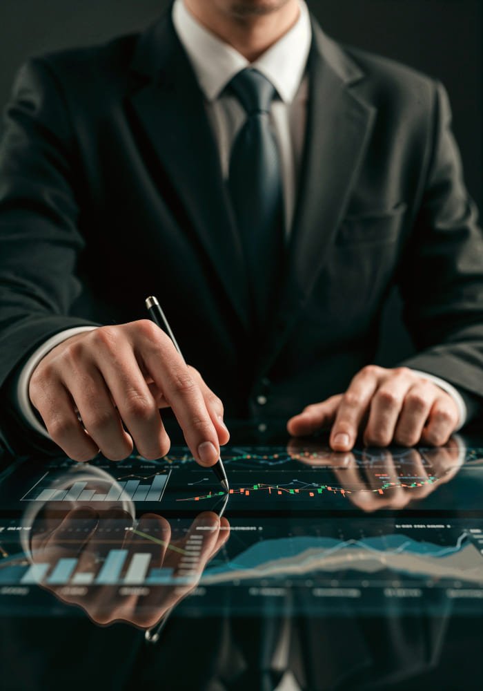 Businessman analyzing market data